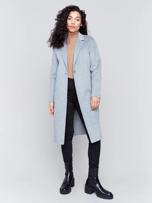 chic women's coats for winterLong Double-Faced Wool Coat - Grey