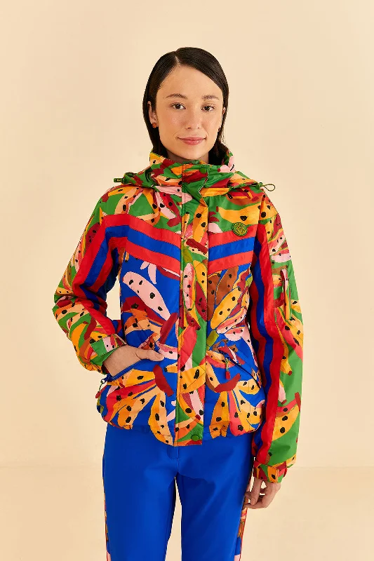 women's coats for fashion-forward individualsBlue Colorful Bananas Ski Jacket