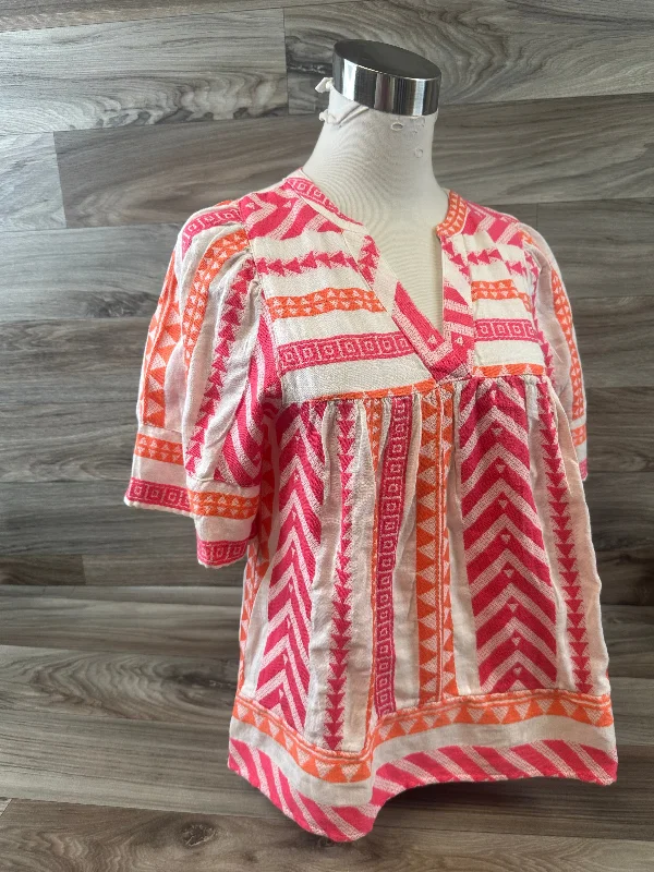 women's tops for those who want to add a touch of sophistication to their casual attireTop Short Sleeve By Old Navy In Orange & Pink, Size: S