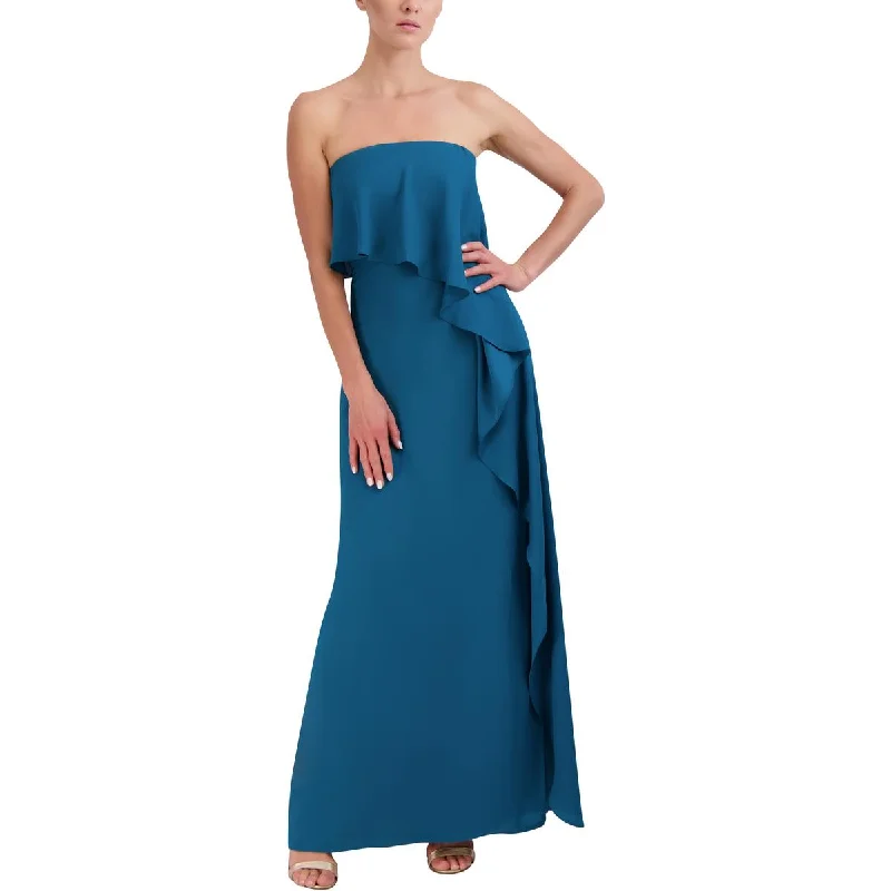 women's high-low dressesBCBGMAXAZRIA Womens Strapless Cascade Ruffle Evening Dress