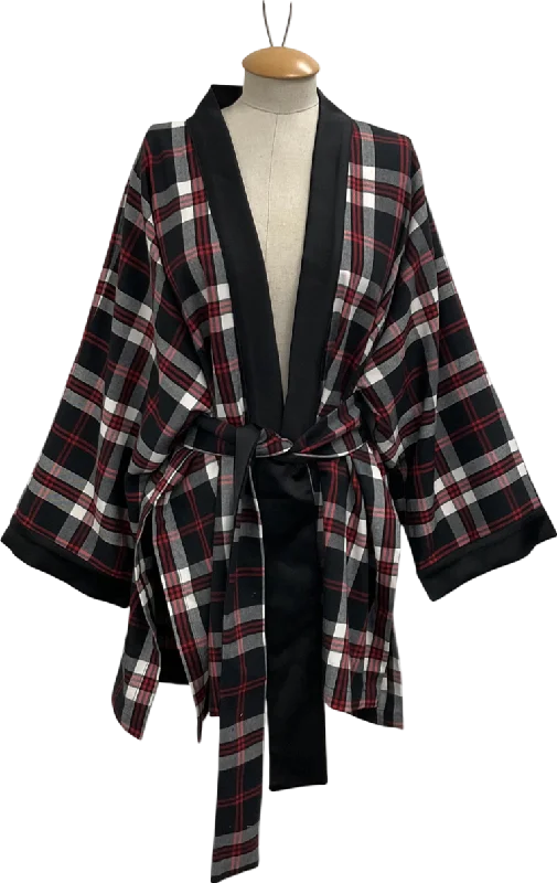 plus-size women's coatsLocker Room Red Tartan Kimono UK S