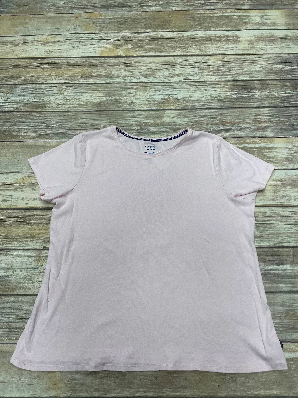 women's tops with built-in brasTop Short Sleeve By Croft And Barrow In Pink, Size: Xxl