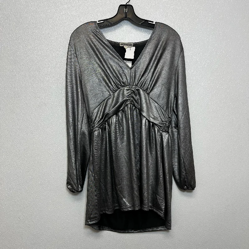 women's tops with sleeveless designsTunic Long Sleeve By Pleione In Silver, Size: L