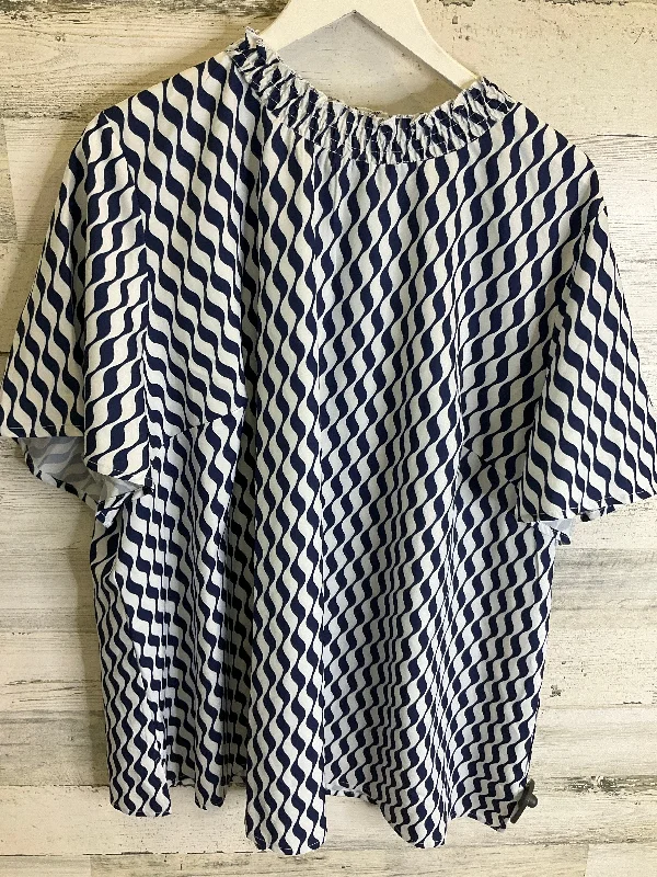 women's tops made from cottonTop Short Sleeve By Cmf In Blue & White, Size: 4x