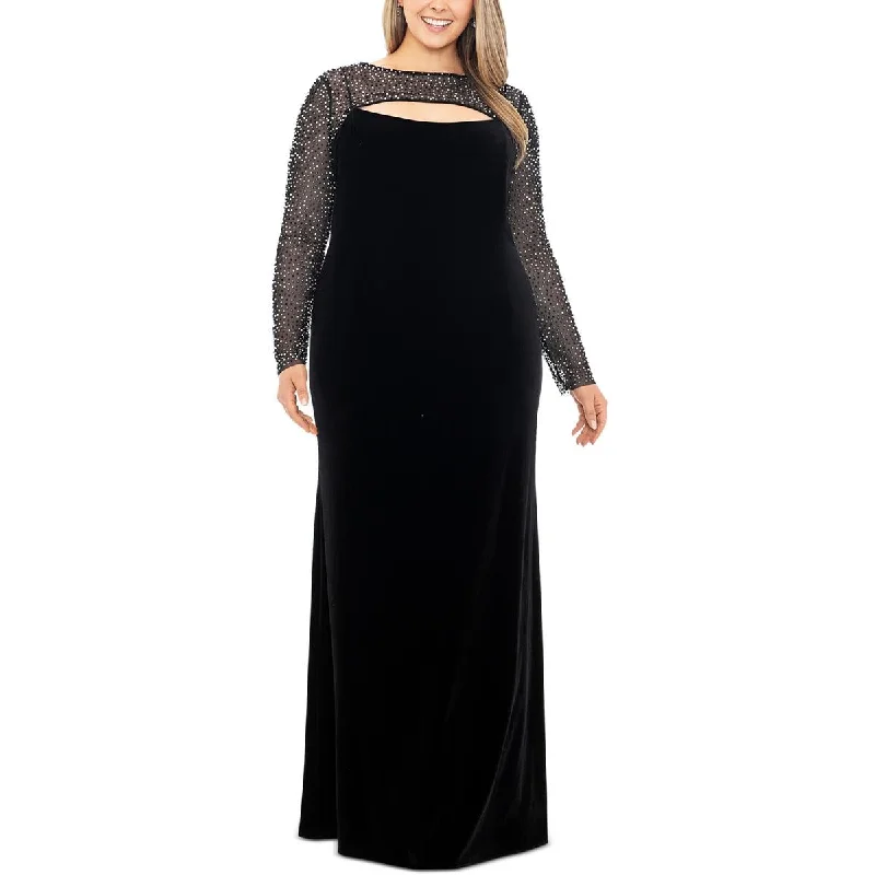 Glitter DressBetsy & Adam Womens Plus Velvet Embellished Evening Dress