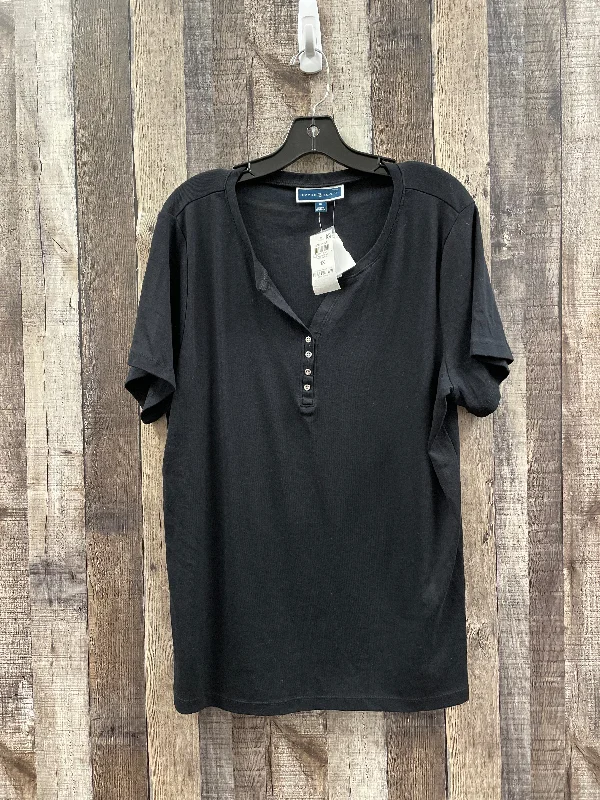 affordable women's topsTop Short Sleeve By Karen Scott In Black, Size: 1x