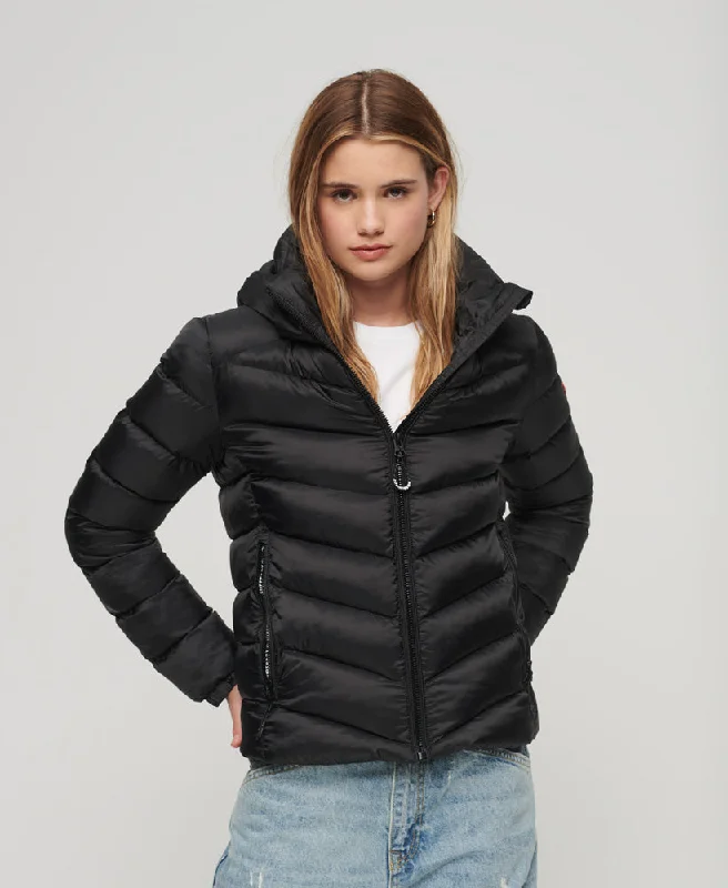 women's coats for boho-chic stylesHooded Fuji Padded Jacket | Black