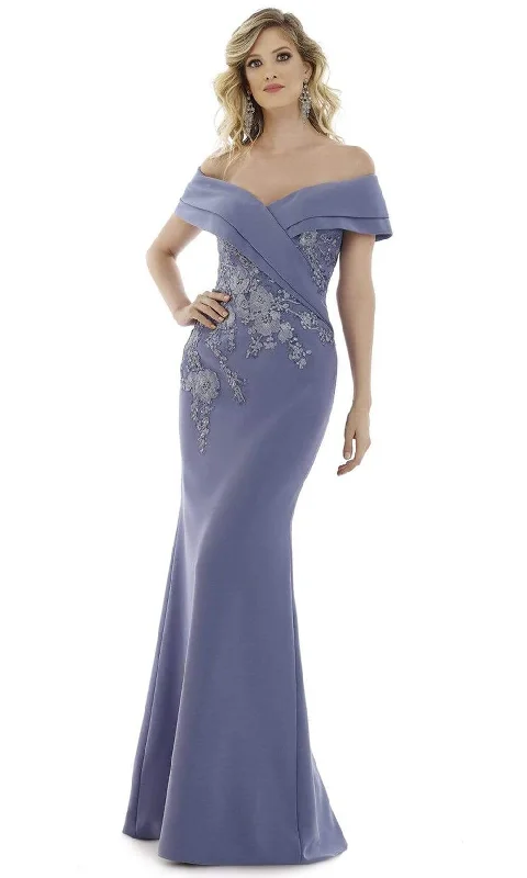 Elegant DressGia Franco 12979 - Pleated Off Shoulder Evening Dress