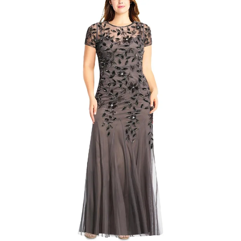 Striped DressAdrianna Papell Womens Plus Sequined Formal Evening Dress