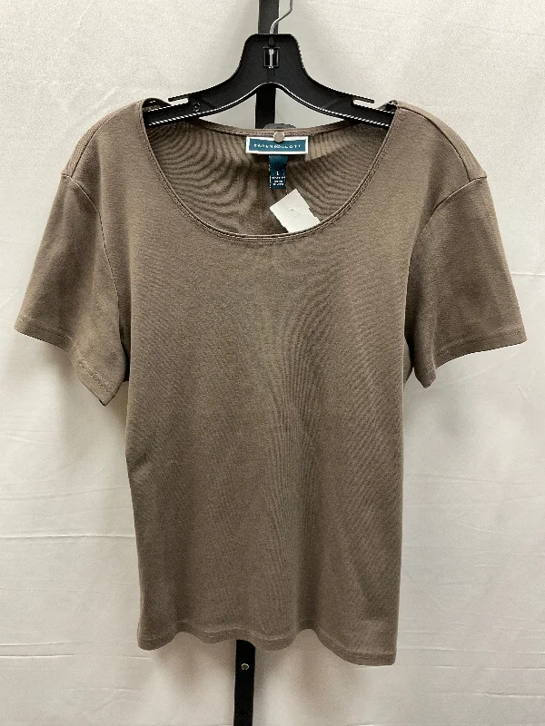 trendy women's topsTop Short Sleeve Basic By Karen Scott In Brown, Size: L