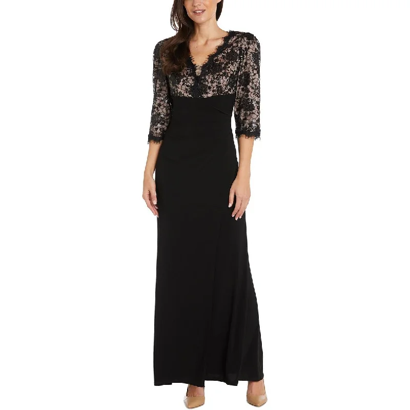 Glamour DressR&M Richards Womens Petites Sequined Lace Evening Dress