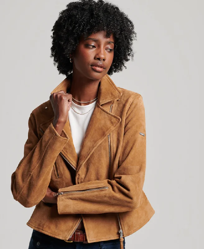 women's coats for those who refuse to compromise on styleSuede Biker Jacket | Tobacco Brown