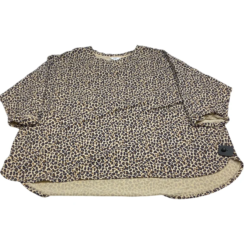 elegant women's topsTop Long Sleeve By Crown And Ivy In Animal Print, Size: 4x