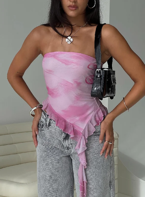 women's tops for those who refuse to compromise on styleTravessa Asymmetric Tube Top Pink