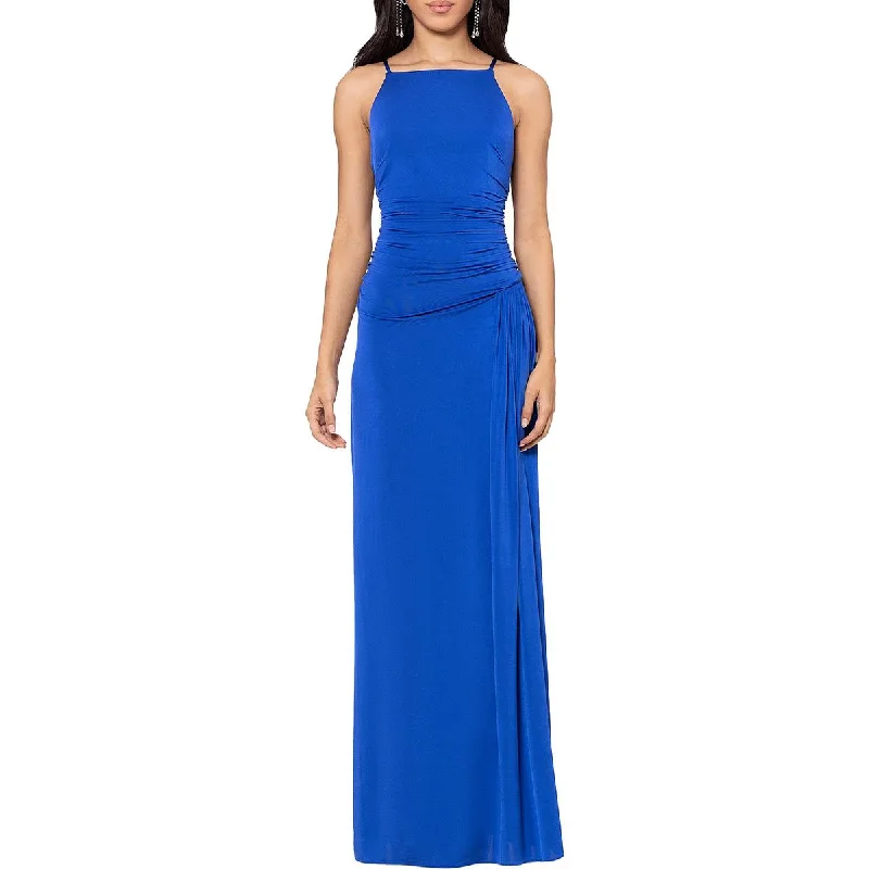 women's denim dressesB&A by Betsy and Adam Womens Petites Ruched Long Evening Dress