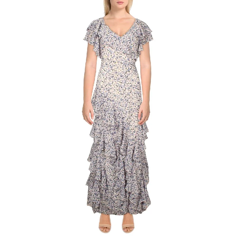 Fit-And-Flare DressLauren Ralph Lauren Womens Ruffled Long Evening Dress