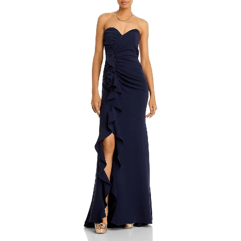 women's wedding guest dressesCinq a Sept Womens Hyde Ruched Cascade Ruffle Evening Dress