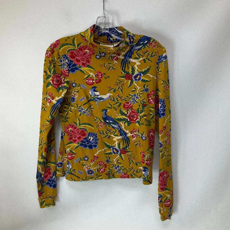 women's tops with ruffled hemsTop Long Sleeve By Maeve In Floral Print, Size: Xs