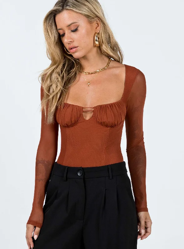 women's tops for vintage fashion enthusiastsOlas Bodysuit Terracotta