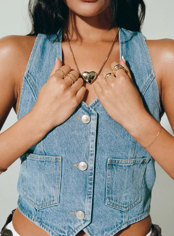 women's tops that offer a perfect blend of style, comfort, and affordabilityThayer Denim Vest Top Mid Blue