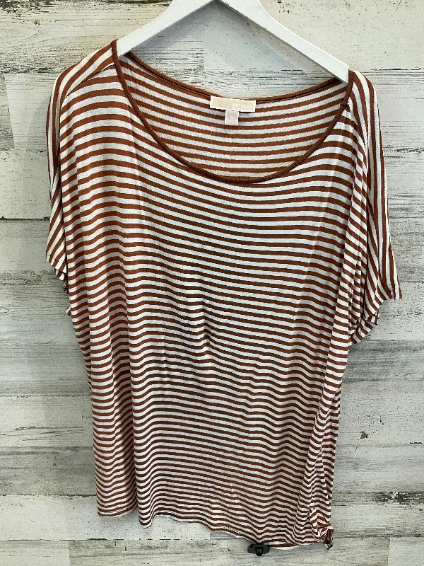 women's tops for cocktail partiesTop Short Sleeve By Michael Kors In Brown & White, Size: Xl