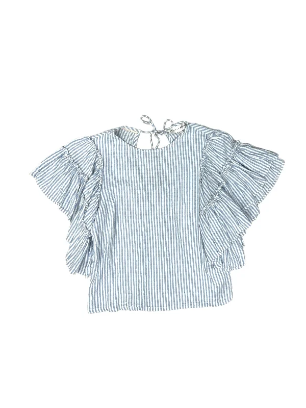 women's tops with bell sleevesTop Short Sleeve By Chelsea And Theodore In Blue & White, Size: Xs