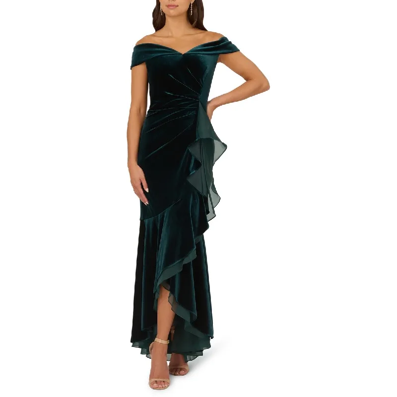 women's fair-trade dressesAdrianna Papell Womens Velvet Off-The-Shoulder Evening Dress