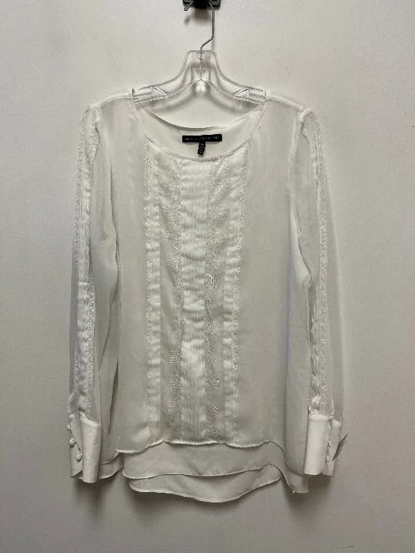 women's tops for layeringTop Long Sleeve By White House Black Market In Cream, Size: Xl