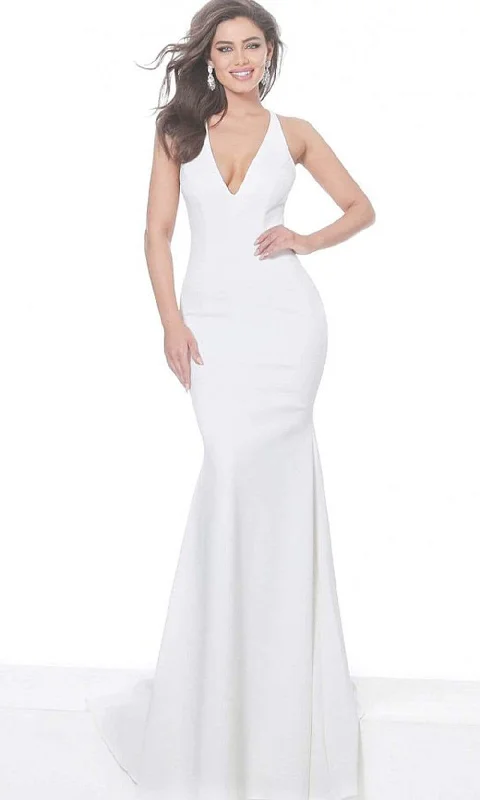 Beaded DressJovani 67865 - Plunging Neckline Fitted Evening Dresses