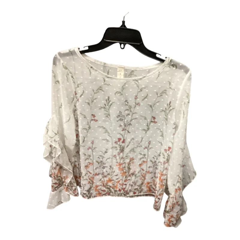 women's tops with lace-up frontsTop Long Sleeve By Cma In Floral Print, Size: S