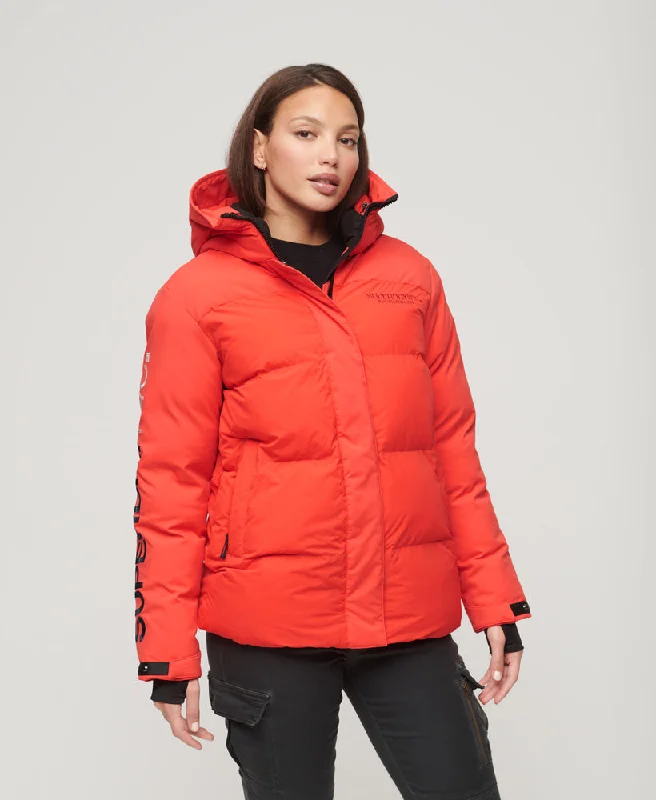 women's coats for ice skatingHooded City Padded Wind Parka Jacket | Sunset Red