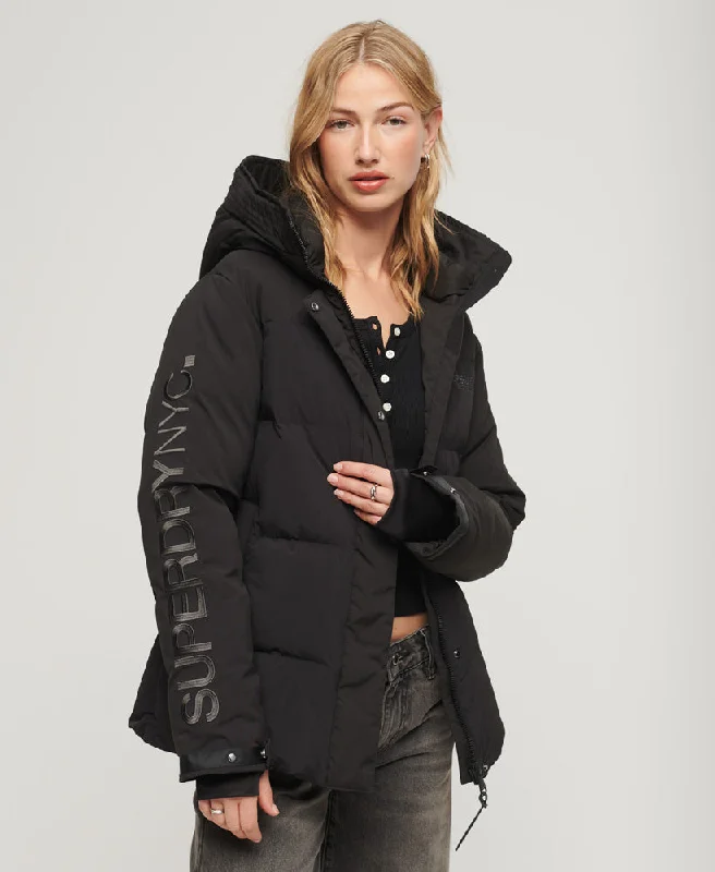 women's coats for formal eventsHooded City Padded Wind Parka Jacket | Black