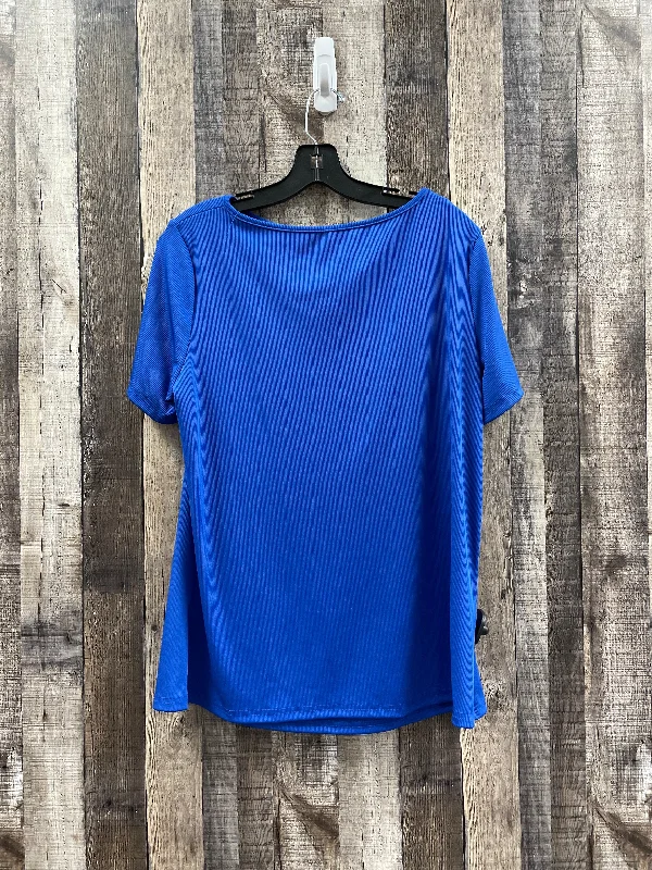 women's tops with cold-shoulder cuts and lace detailingTop Short Sleeve By Cmf In Blue, Size: 3x