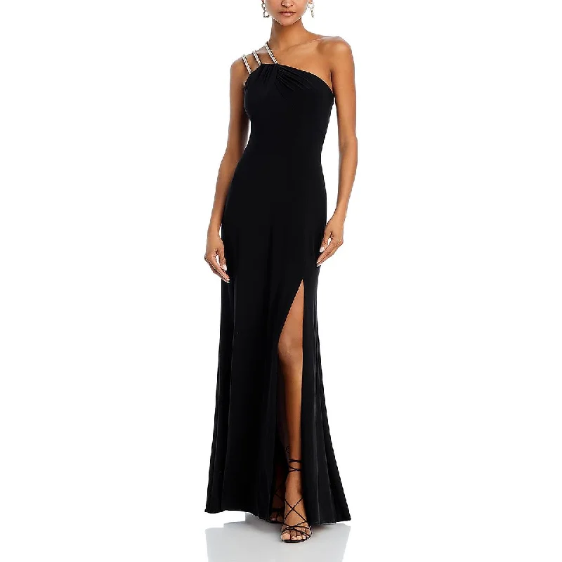 women's one-shoulder dressesAqua Womens Jersey Halter Evening Dress