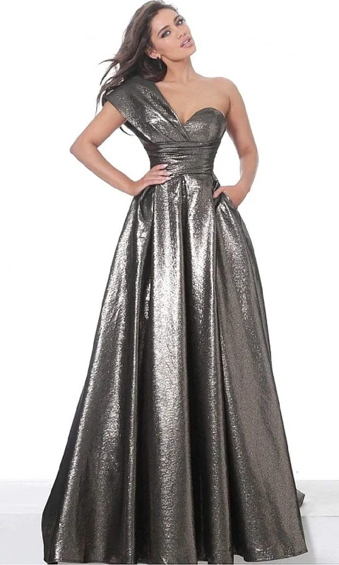 Evening DressJovani 04170SC - One Shoulder Metallic Evening Gown