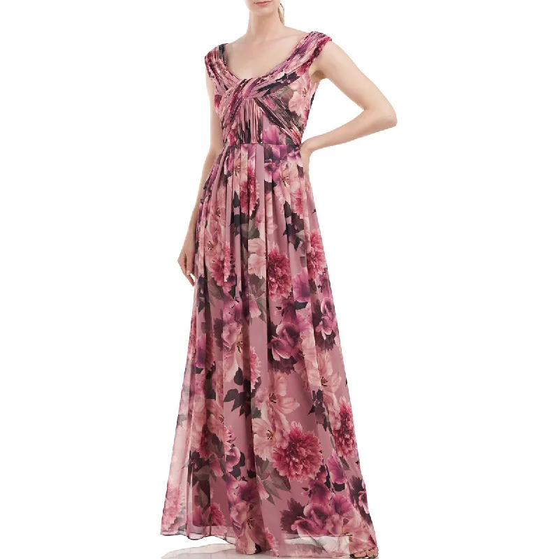 women's sheath dressesKay Unger New York Womens Floral Pleated Evening Dress