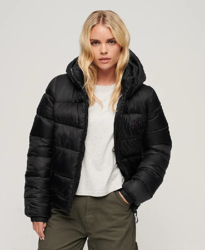 plus-size women's coatsSports Puffer Bomber Jacket | Black