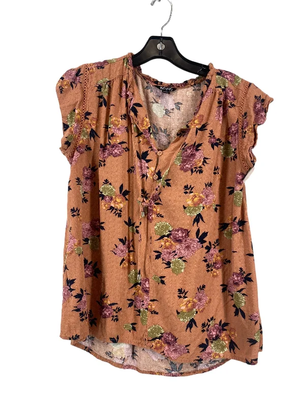 women's tops with floral printsTop Short Sleeve By Buffalo David Bitton In Orange, Size: S