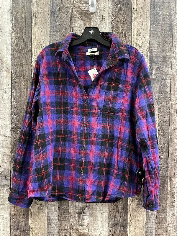 women's tops for glamorous eveningsTop Long Sleeve By L.l. Bean In Plaid Pattern, Size: M