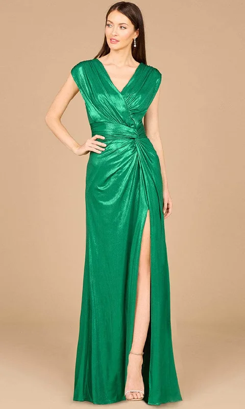 Custom DressLara Dresses 29124 - Ruched Metallic Evening Gown