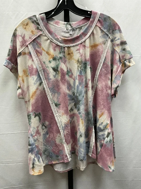 women's tops for vintage fashion enthusiastsTop Short Sleeve By White Birch In Tie Dye Print, Size: S