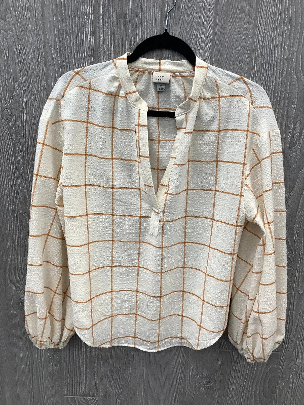 women's tops with geometric patternsTop Long Sleeve By A New Day In Cream, Size: S