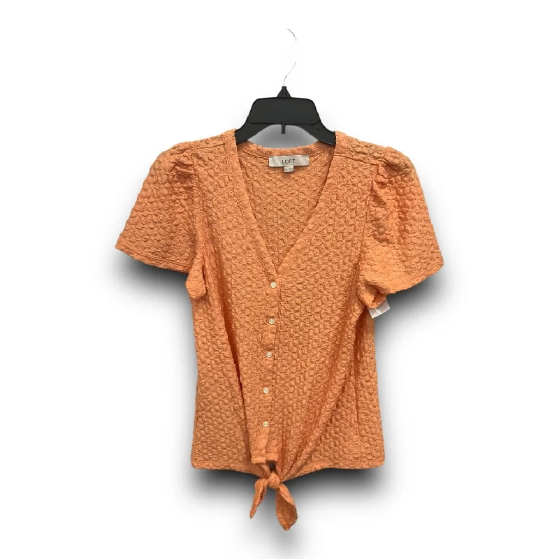 women's tops with ruffled hemsTop Short Sleeve By Loft In Orange, Size: Xs