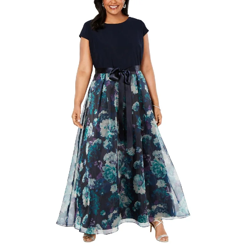 Nursing DressSLNY Womens Plus Floral Cap Sleeve Evening Dress