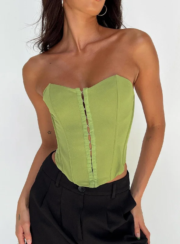 spaghetti strap women's topsArcher Corset Top Green