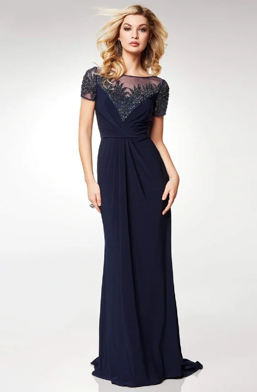 women's casual dressesClarisse - M6532 Short Sleeve Embellished Evening Gown