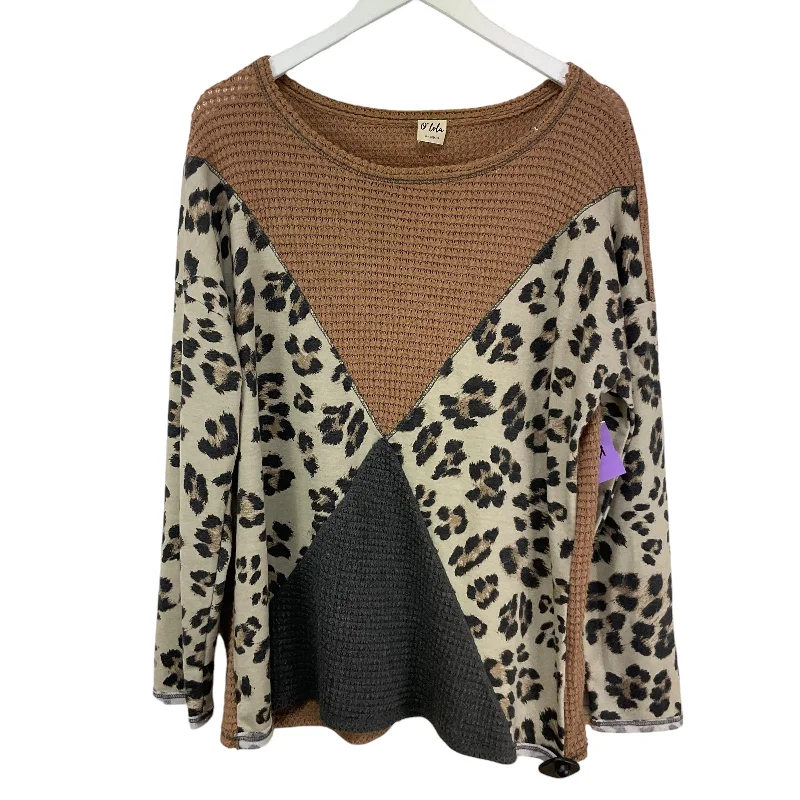 women's tops for fashion-conscious professionalsTop Long Sleeve By Clothes Mentor In Animal Print, Size: L