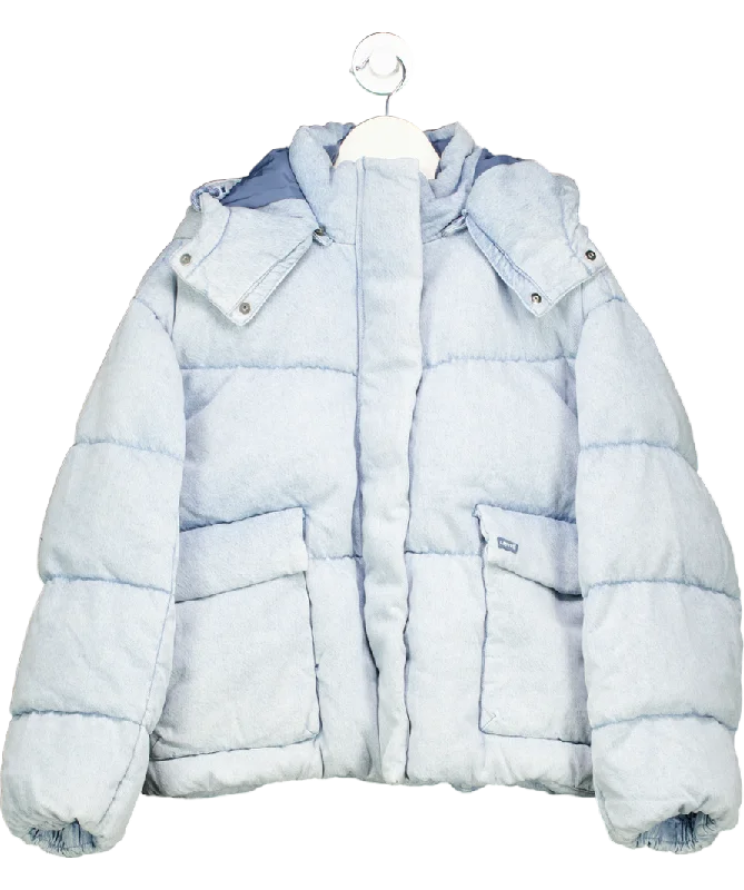 classic women's coatslevis Blue Western Short Bubble Puffer UK L