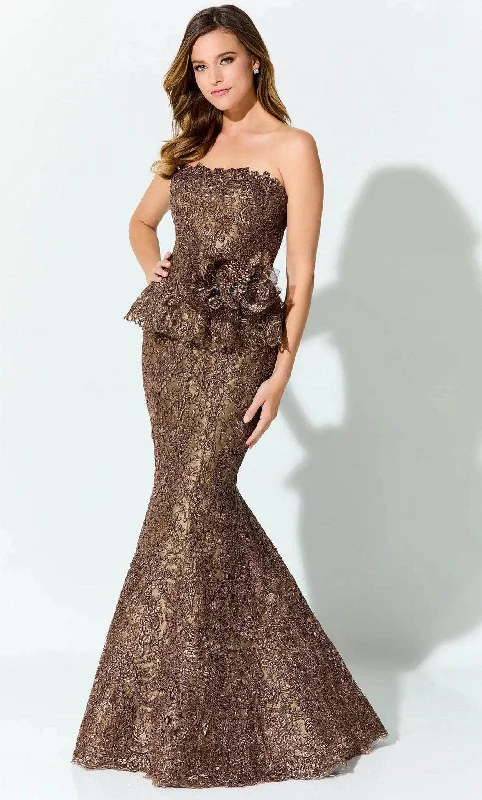 Glitter DressIvonne D ID921 - Embroidered Strapless Evening Gown