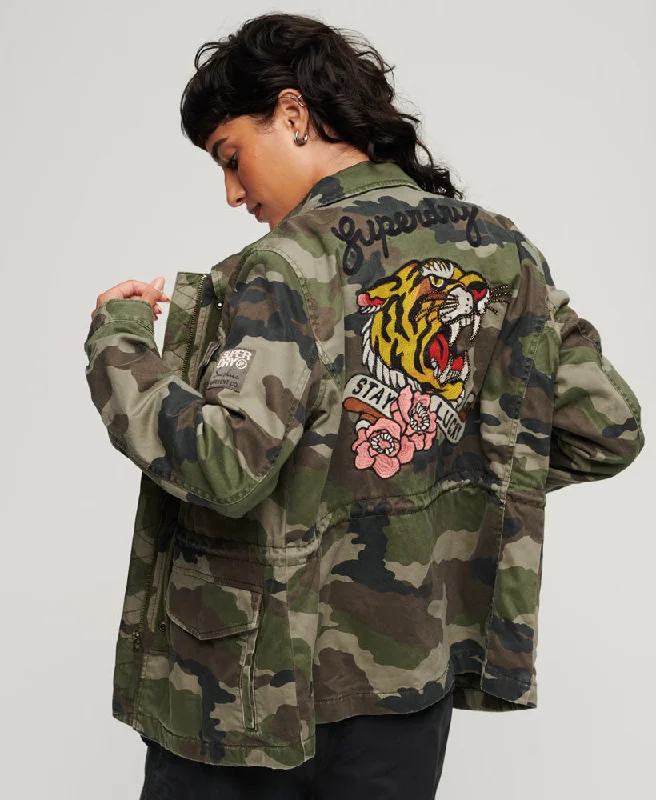 women's coats with fur collarsMilitary M65 Jacket | French Camo Green